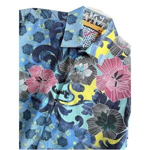 Robert Graham Chinese New Year Floral Short Sleeve Shirt Men's 2XL Classic Fit